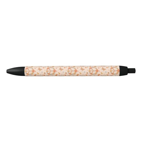 Discover Orange Peace Floral Pattern Pen