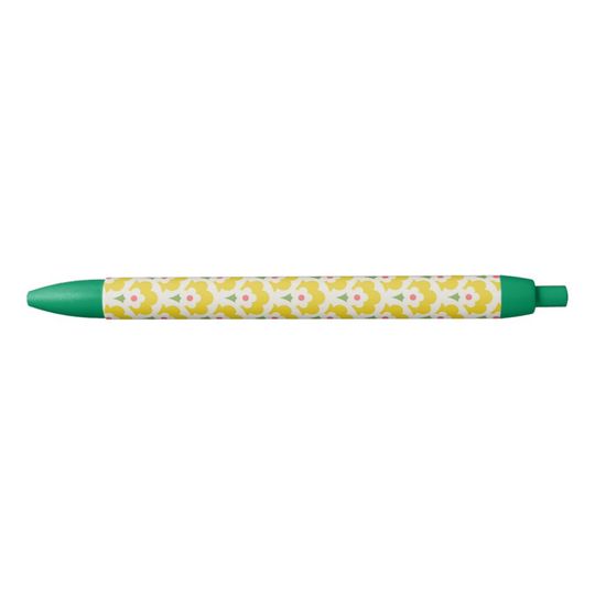 Discover Retro Yellow Flower Garden Pattern Pen