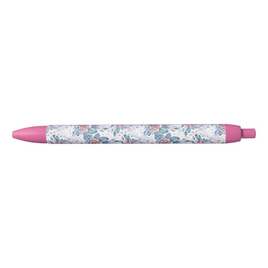 Discover Pink & Blue Rose Pattern Pen