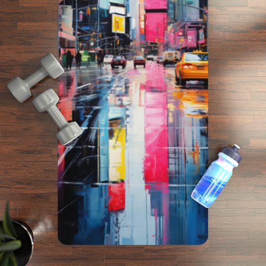 Discover City View Rubber Yoga Mat | Urban Landscape Rubber Mat
