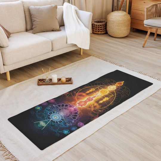 Discover Chakra Alignment Yoga Mat, Colorful Spiritual Energy