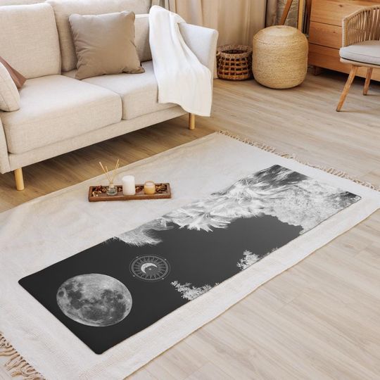Discover Black Moon Yoga Mat, Moon Gift, Yoga Practice