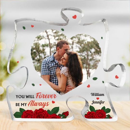 Discover You're The Missing Piece To My Heart - Couple Custom Puzzle Shaped Acrylic Plaque