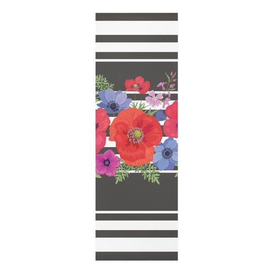 Discover Yoga Mat with Colorful Floral and Stripe