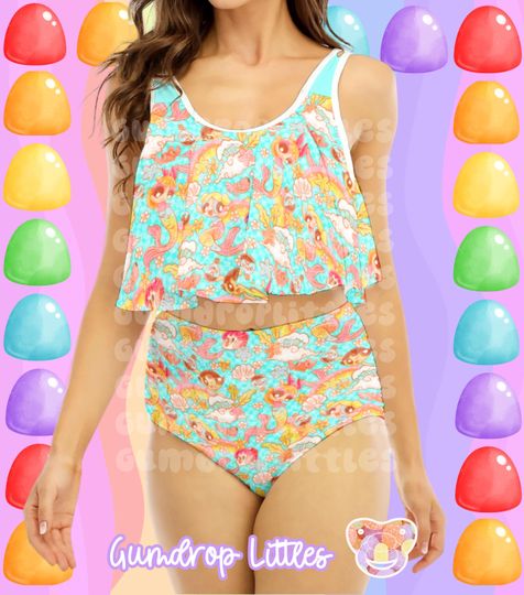 Discover Mermaid Power Girls Ruffled Vest Bikini Swimsuit