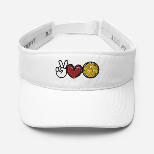 Discover Peace, Love, Pickleball Embroidered WHITE Pickleball Visor Super Cute Funny Cute Saying Best Design Unique Gift Visors Cap Hat Visor Visors