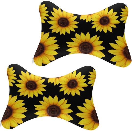 Discover Floral Black Yellow Flowers Sunflower Neck Bone Pillows
