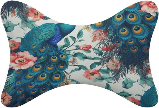 Discover Car Bone Pillow Beautiful Peacock Flowers Neck Bone Pillows