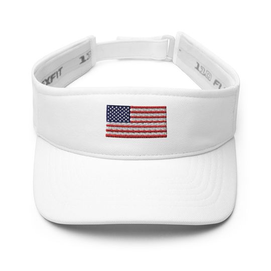 Discover American Flag Visor, Embroidered Unisex Visor hat, 4th of July, for Women and Men.