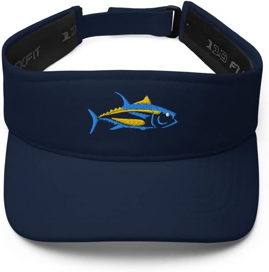 Discover Yellowfin Tuna Fish Big Game Deep Sea Saltwater Fishing Embroidered Visor