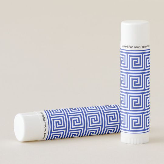 Discover Greek Meander Key Squares Pattern Blue Lip Balm