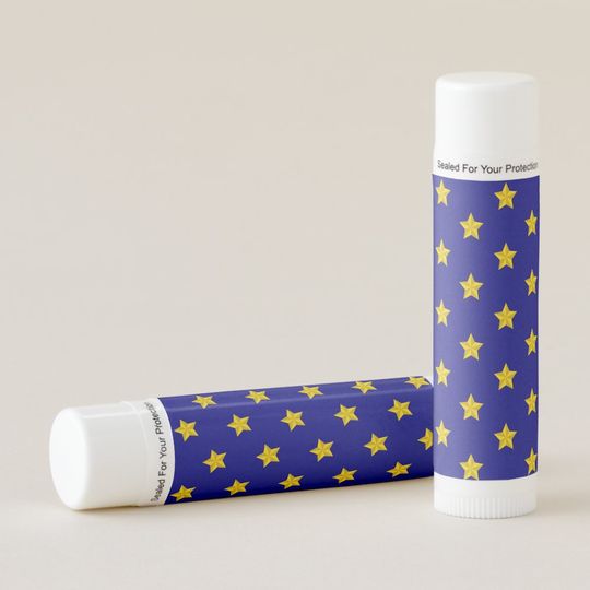 Discover Gold Stars Pattern, Navy Blue,  Lip Balm