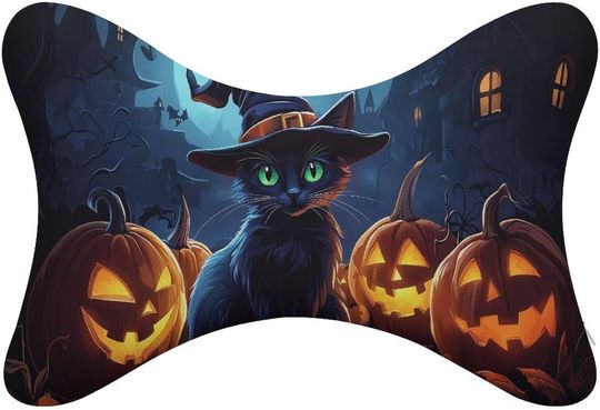 Discover Black Cat Pumpkins Halloween Neck Bone Pillows