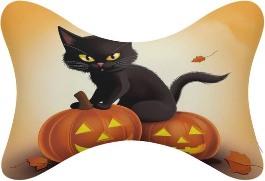 Discover Halloween Black Cats Pumpkin Neck Bone Pillows
