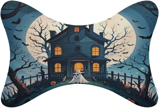 Discover Haunted House Tree Witch Halloween Car Neck Bone Pillows