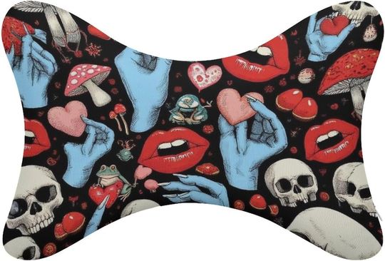 Discover Soft Travel Car Neck Pillow Halloween Goth Skull Neck Bone Pillows