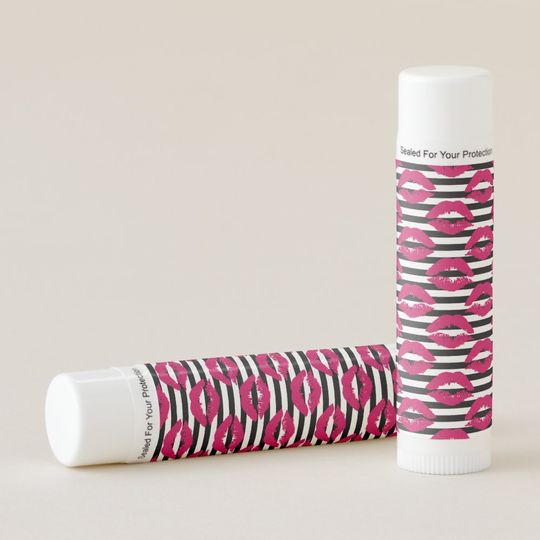 Discover Lipstick Kiss B&W Striped Pattern Lip Balm