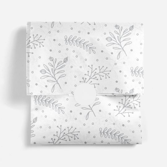 Discover Silver Floral Christmas Tissue Paper | Eco-Friendly Wrapping Paper & Gift Wrap | Biodegradable Tissue Paper | Holiday Flowers Tissue Paper