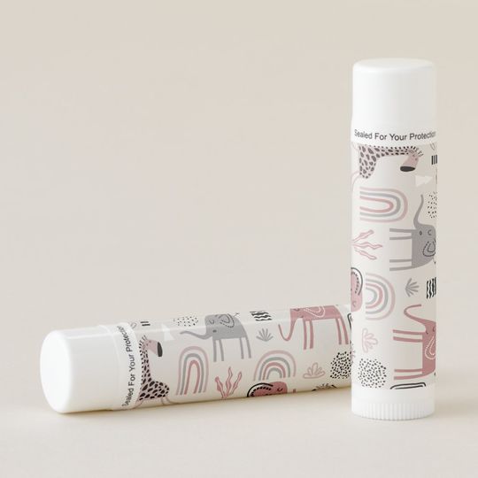 Discover pattern with cute elephants and giraffes giant  lip balm