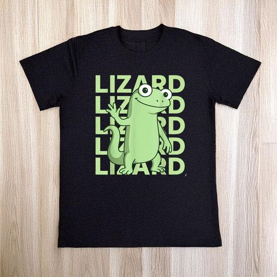 Discover Funny Lizard Meme Graphic T-Shirt, Cute Reptile Humor Tee, Animal Lover Casual Shirt