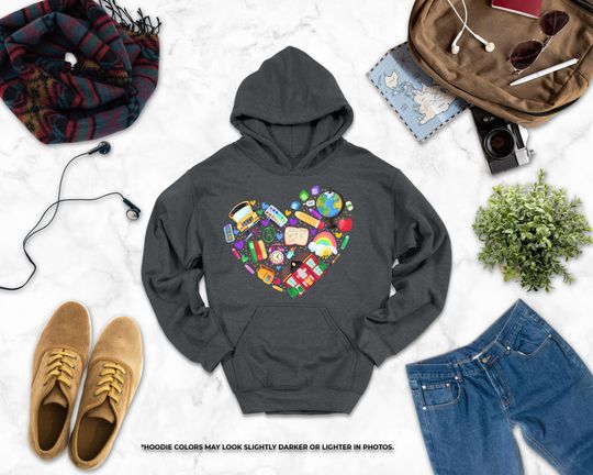 Discover Back To School Hoodie, Teacher Heart Hoodie, Kindergarten Teacher Hoodie, Educator Gift Hoodie, Funny School Hoodie