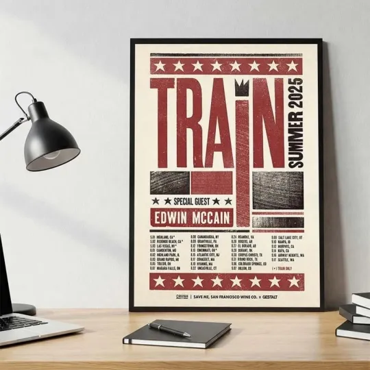 Discover Train Band North America Summer Tour 2025 On August And September CA Poster