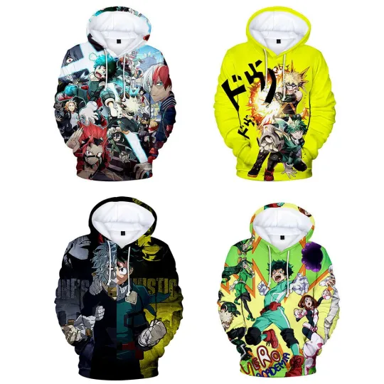 Discover 3D Anime Boku no Hero Anime Hoodie Casual Sweater Pullover Sweatshirt