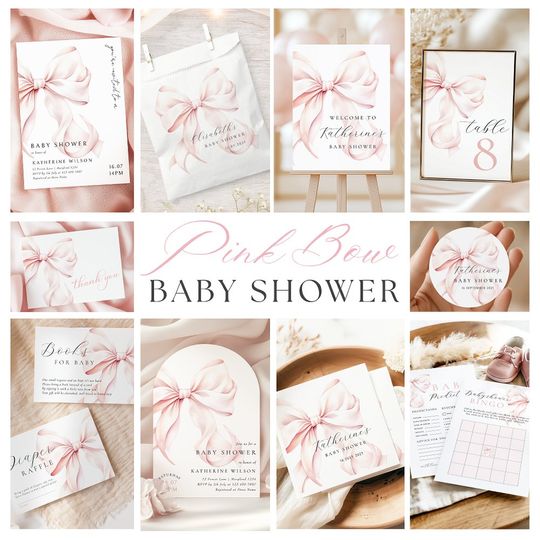 Discover Pink Bow Baby Shower Honey Jar Favors
