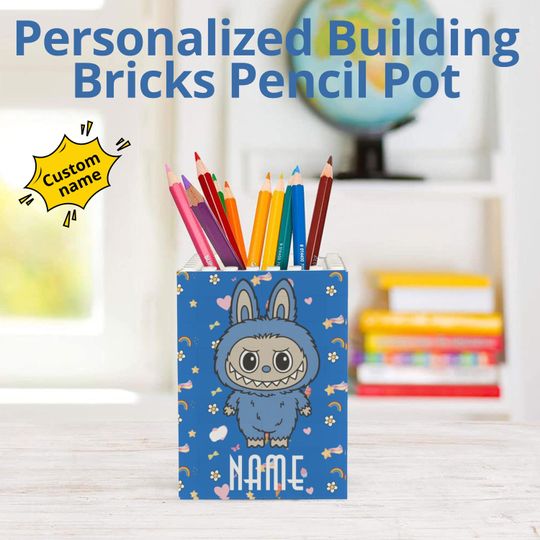 Discover Custom Labubu Lego Brick Desk Pencil Pot, Back to School Block