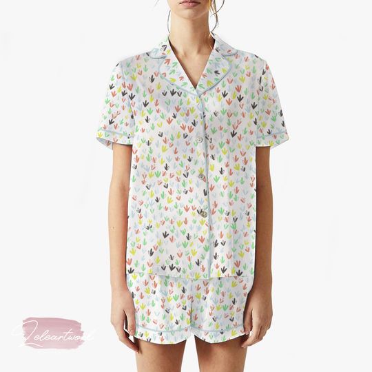 Discover Pride and Prejudice Set | Silky Satin Pajama Set for Women | Bookish Heart Pattern Sleepwear | Colorful Literary Lounge Set