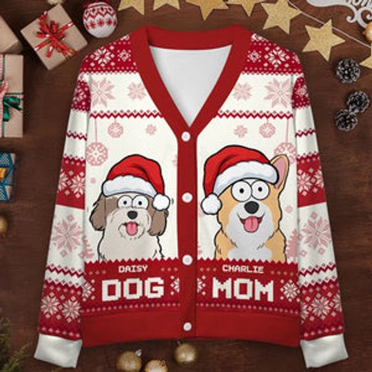 Discover Wishing You A Furry Merry Christmas - Dog & Cat Personalized Cardigan Sweater