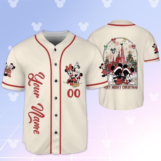Discover Personalized Disneyyy Mickeyy Minniee Christmas Baseball Jersey, Mickeyy mouse Jersey Team, Christmas Baseball Jersey, Disneyyland Christmas Party