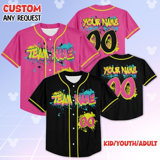 Discover Custom Pink Black Baseball Jersey, Funny Monkey Team Shirt, Personalized Name & Number for Kids, Youth, Adults