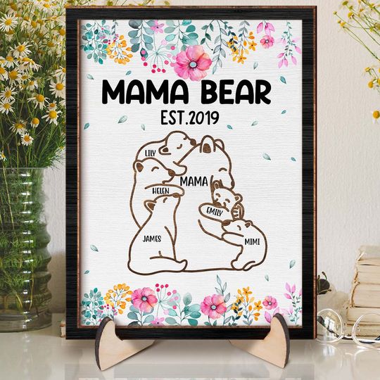 Discover Mama Bear - Personalized Customized 2-Layered Wooden Plaque - Gift For Mom, Grandma, Wife, Her