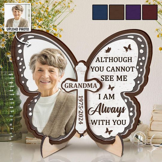 Discover Custom Photo In Our Hearts You Will Forever Stay - Customized Personalized 2-Layered Wooden Plaque - Gift For Memorial Loss