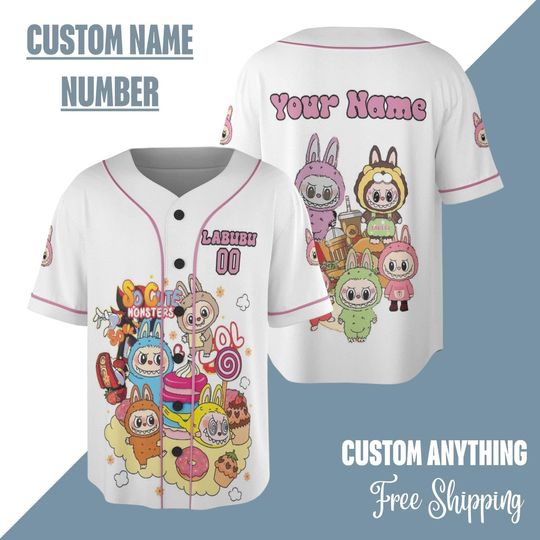 Discover Custom Labubu Baseball Jersey, Personalized Name Labubu Jersey Kids Youth And Adults, Family Matching Outfit, Monster Labubu Outfit