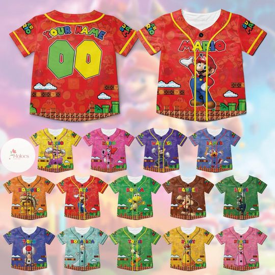Discover Personalized Super Mario Baseball Jersey, Super Mario Luigi Princess Peach Birthday Girl, Mario Birthday Boy, Mario Family Group Matching