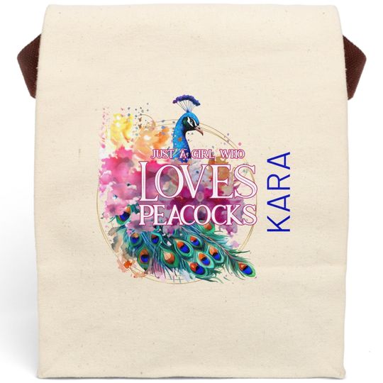 Discover Personalized Canvas Lunch Bag - Just A Girl Who Loves Peacocks, Reusable Lunch Tote for Back to School, Eco-Friendly Gift