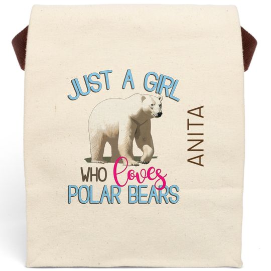 Discover Personalized Canvas Lunch Bag - Just A Girl Who Loves Polar Bears, Reusable Eco-Friendly Lunch Tote for Back to School