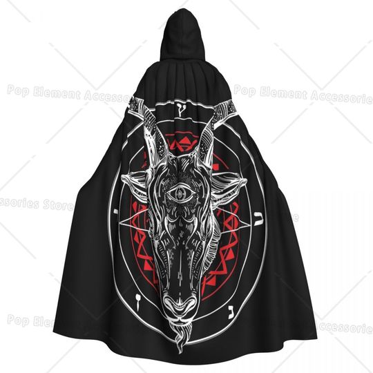 Discover Satanic Goat Baphomet Circle Satan Symbol Lucifer Hooded Cloaks