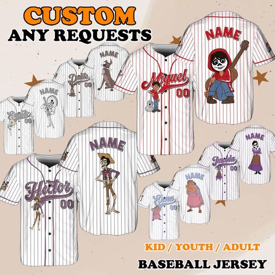 Discover Pixar Coco Costume Jersey, Miguel Rivera Jersey, Disneyyy Coco Jersey, Pixar Coco Characters Jersey, Disneyyy Family Jersey, QJ28