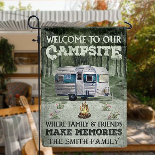 Discover Personalized Camping Welcome To Our Campsite Custom RV Customized Flag