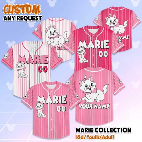Discover Personalized The Aristocatss Marie Cat Baseball Jersey, Custom Disneyyy Marie Cat Jersey, Disneyyy Jersey for Fans