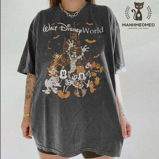 Discover Retro walt disneyy World Halloween Shirt, Mickeyy and Friends Halloween Family Shirt