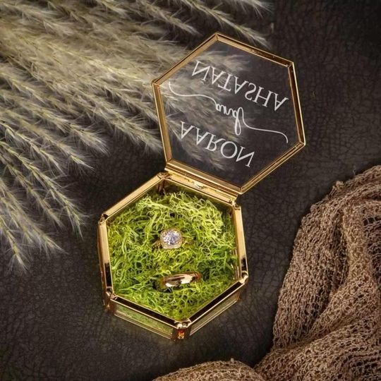 Discover Custom Names Hexagon Glass Ring Box with Faux