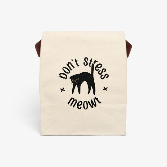Discover Funny Black Cat Lunch Tote with Strap for Kids and Cat Parents