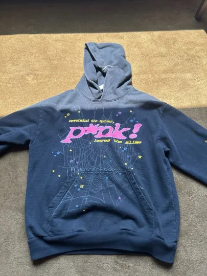 Discover Sp5der Worldwide Young Thug Black Pink Hoodie Size