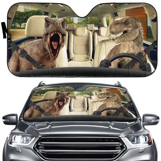 Discover Yosa Yosa Dinosaur Driving Auto Windshield Sun Shade Angry Family Car Sunshades