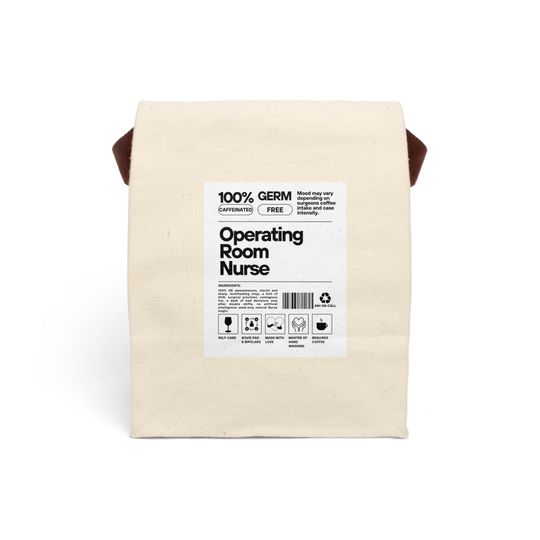 Discover OR Nurse Canvas Lunch Bag with Funny Ingredient Label Design, Hospital Nurse Gift, Operating Room Lunch Tote