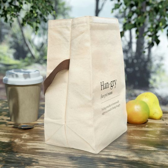 Discover Canvas Lunch Bag With Strap Hangry Dictionary Funny School Work Food Bag